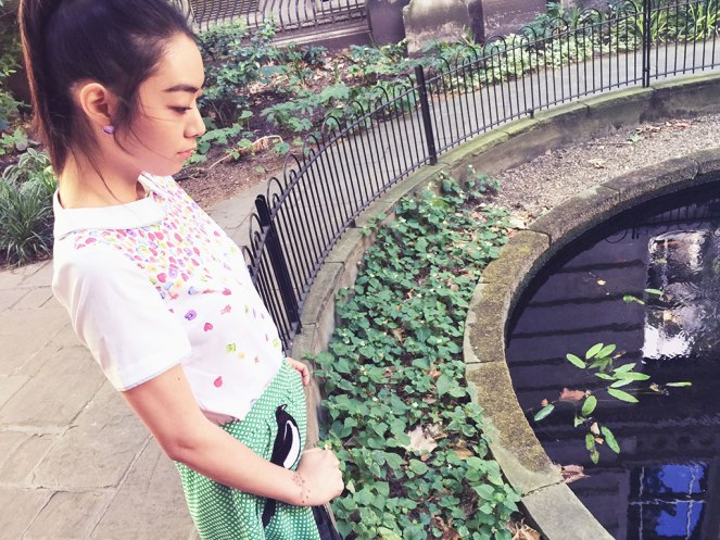 Pastel Carousel | Fashion | Book of Deer | SS16 Lookbook | Green Magpie Skirt with Lucky Charms Top